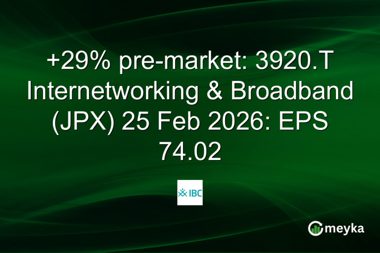 +29% pre-market: 3920.T Internetworking & Broadband (JPX) 25 Feb 2026: EPS 74.02