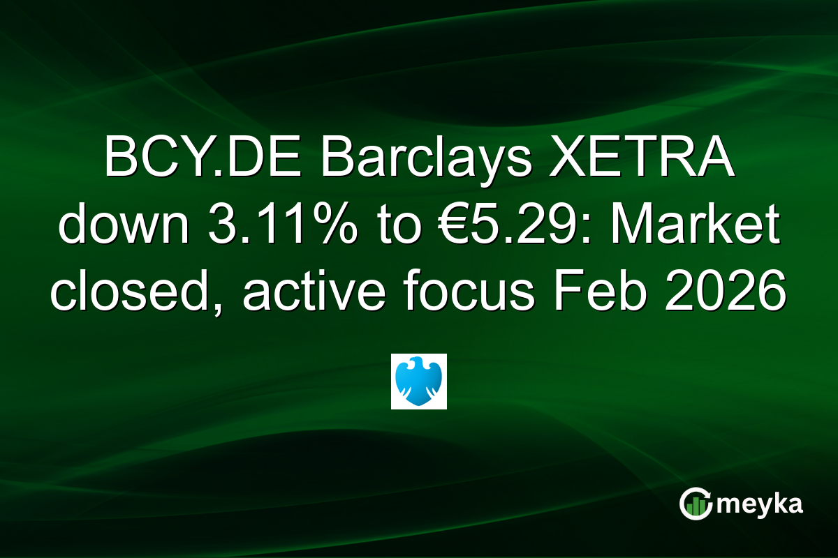 BCY.DE Barclays XETRA down 3.11% to €5.29: Market closed, active focus Feb 2026