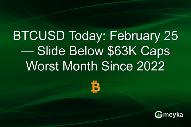 BTCUSD Today: February 25 — Slide Below $63K Caps Worst Month Since 2022