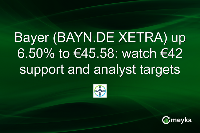Bayer (BAYN.DE XETRA) up 6.50% to €45.58: watch €42 support and analyst targets