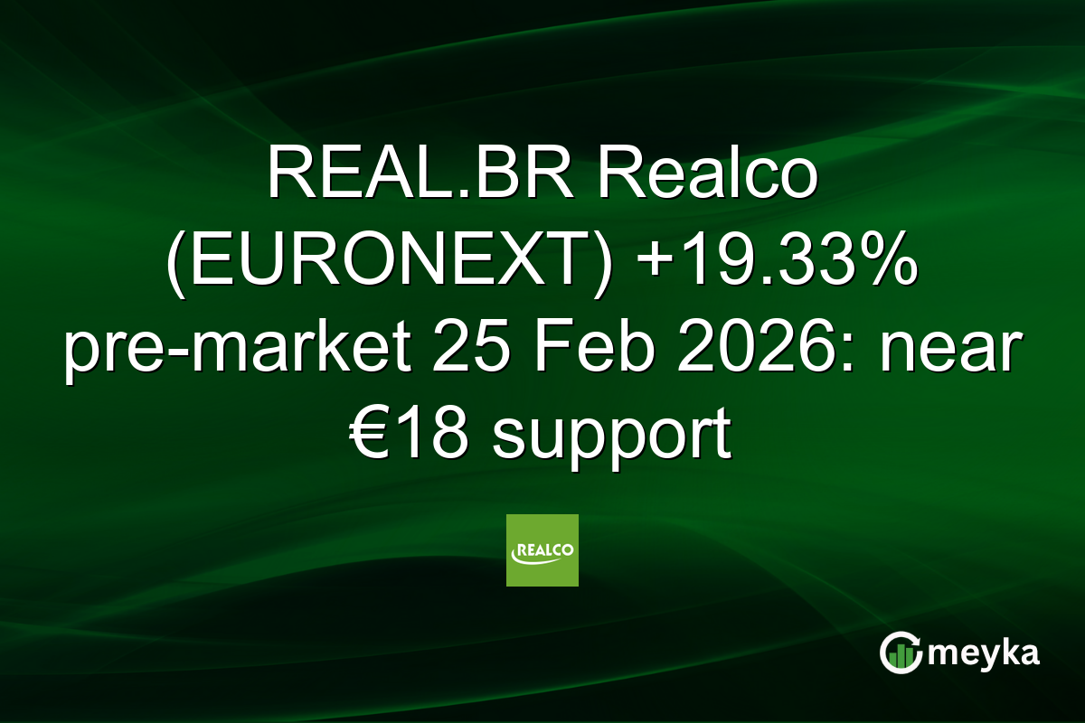 REAL.BR Realco (EURONEXT) +19.33% pre-market 25 Feb 2026: near €18 support