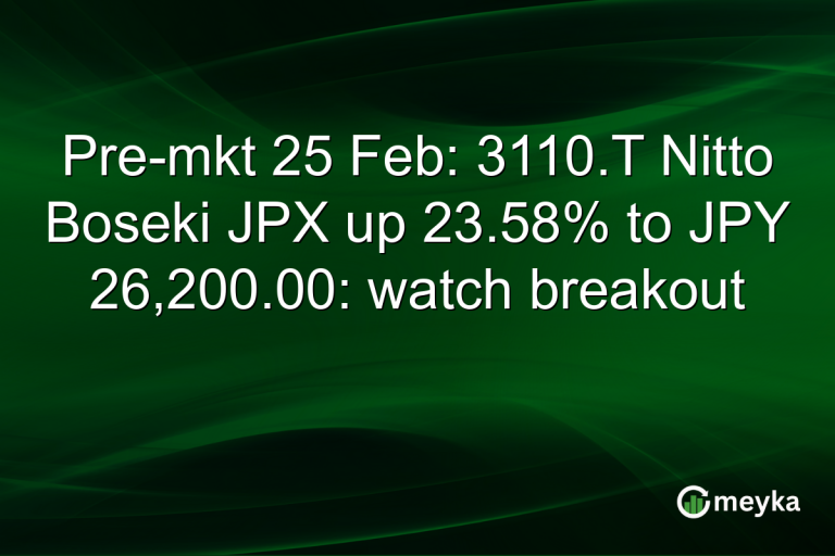 Pre-mkt 25 Feb: 3110.T Nitto Boseki JPX up 23.58% to JPY 26,200.00: watch breakout