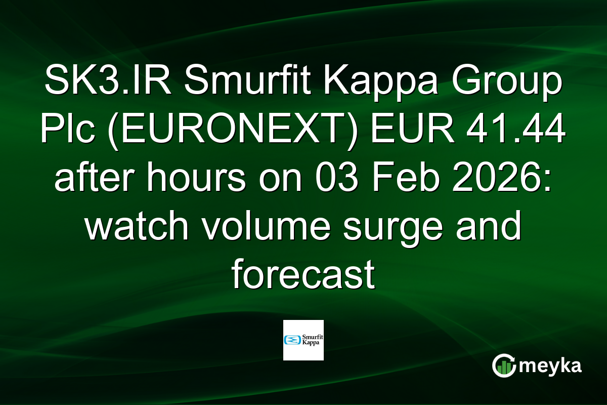 SK3.IR Smurfit Kappa Group Plc (EURONEXT) EUR 41.44 after hours on 03 Feb 2026: watch volume surge and forecast