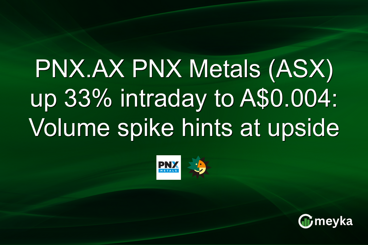 PNX.AX PNX Metals (ASX) up 33% intraday to A$0.004: Volume spike hints at upside