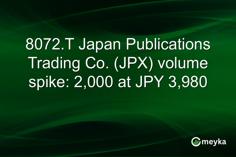 8072.T Japan Publications Trading Co. (JPX) volume spike: 2,000 at JPY 3,980