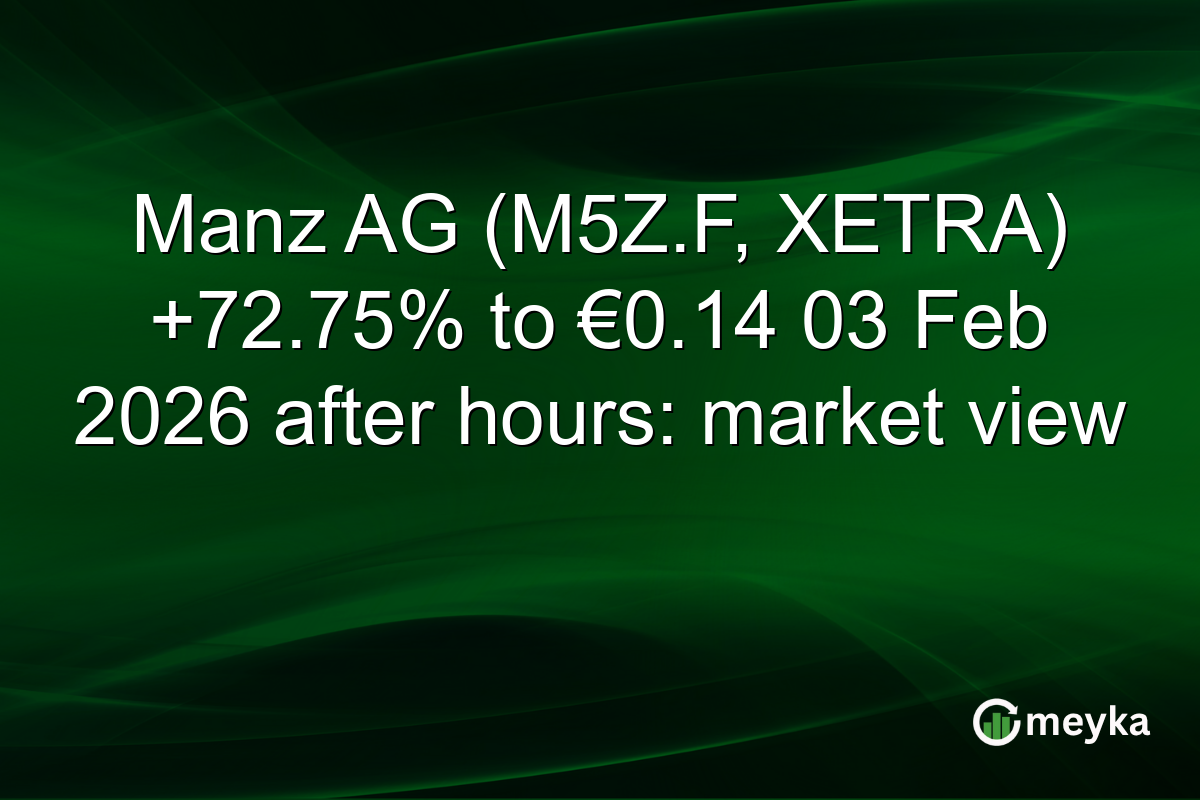 Manz AG (M5Z.F, XETRA) +72.75% to €0.14 03 Feb 2026 after hours: market view