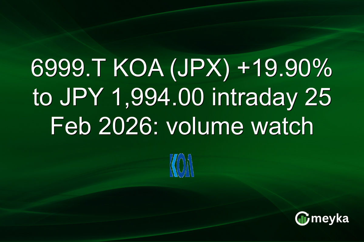 6999.T KOA (JPX) +19.90% to JPY 1,994.00 intraday 25 Feb 2026: volume watch