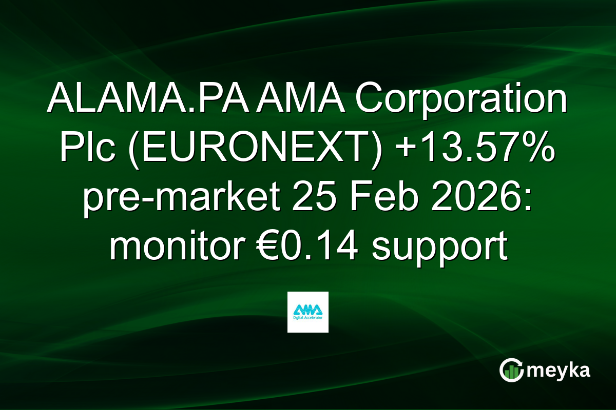 ALAMA.PA AMA Corporation Plc (EURONEXT) +13.57% pre-market 25 Feb 2026: monitor €0.14 support
