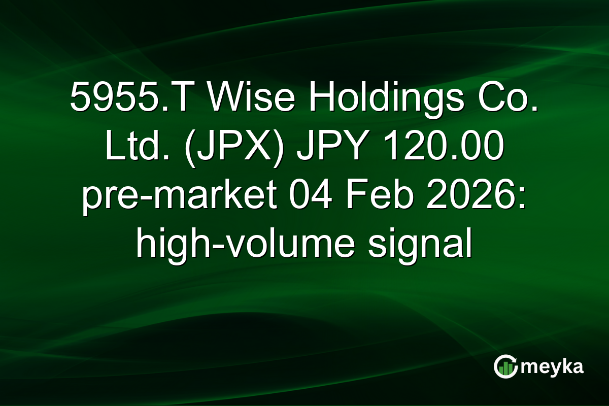 5955.T Wise Holdings Co. Ltd. (JPX) JPY 120.00 pre-market 04 Feb 2026: high-volume signal