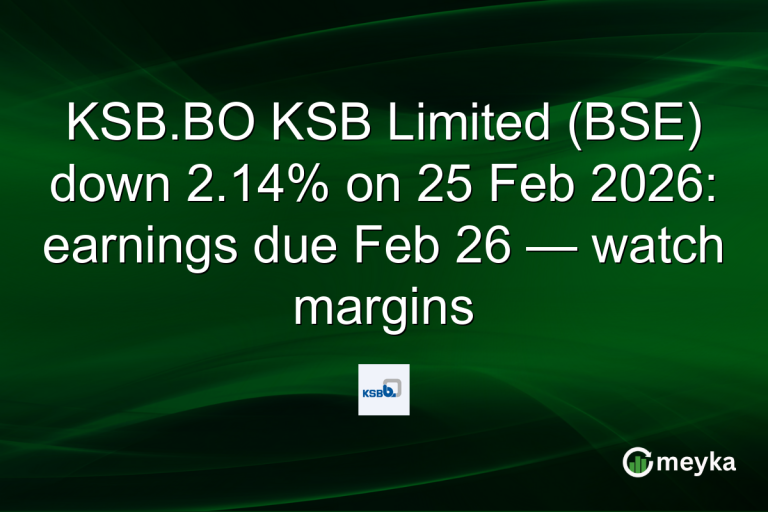 KSB.BO KSB Limited (BSE) down 2.14% on 25 Feb 2026: earnings due Feb 26 — watch margins