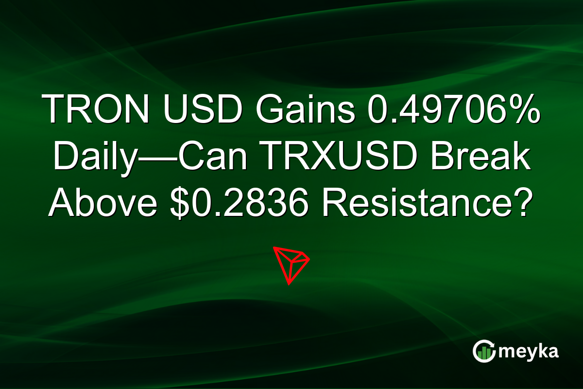 TRON USD Gains 0.49706% Daily—Can TRXUSD Break Above $0.2836 Resistance?