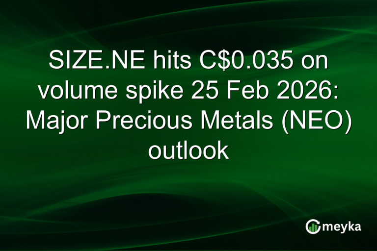 SIZE.NE hits C$0.035 on volume spike 25 Feb 2026: Major Precious Metals (NEO) outlook