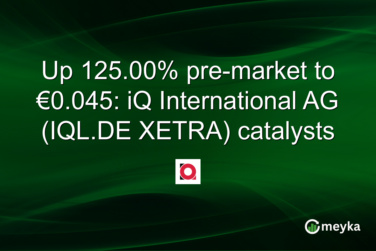 Up 125.00% pre-market to €0.045: iQ International AG (IQL.DE XETRA) catalysts
