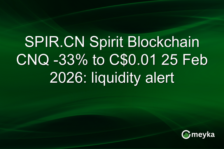 SPIR.CN Spirit Blockchain CNQ -33% to C$0.01 25 Feb 2026: liquidity alert