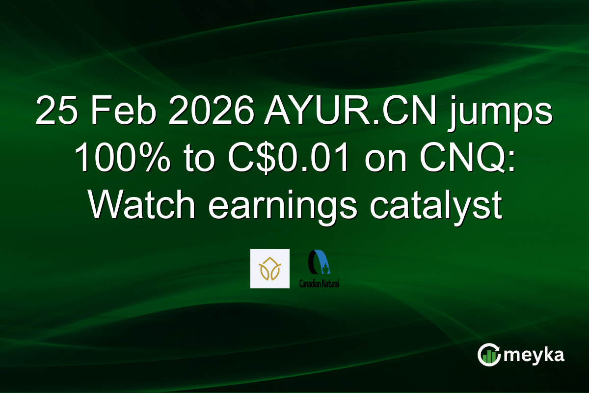 25 Feb 2026 AYUR.CN jumps 100% to C$0.01 on CNQ: Watch earnings catalyst