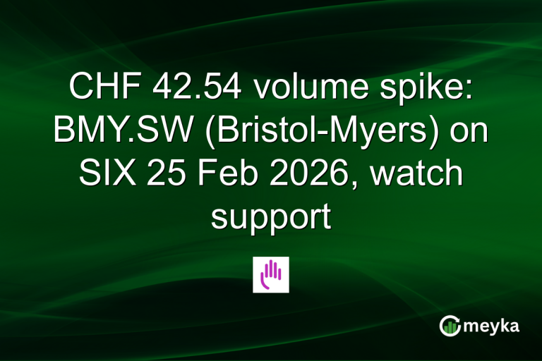 CHF 42.54 volume spike: BMY.SW (Bristol-Myers) on SIX 25 Feb 2026, watch support