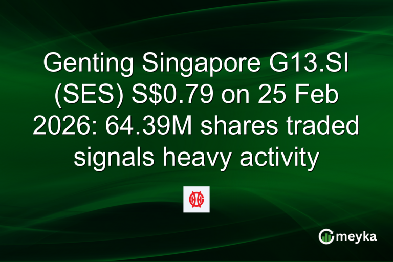 Genting Singapore G13.SI (SES) S$0.79 on 25 Feb 2026: 64.39M shares traded signals heavy activity