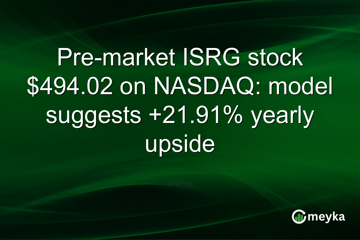 Pre-market ISRG stock $494.02 on NASDAQ: model suggests +21.91% yearly upside