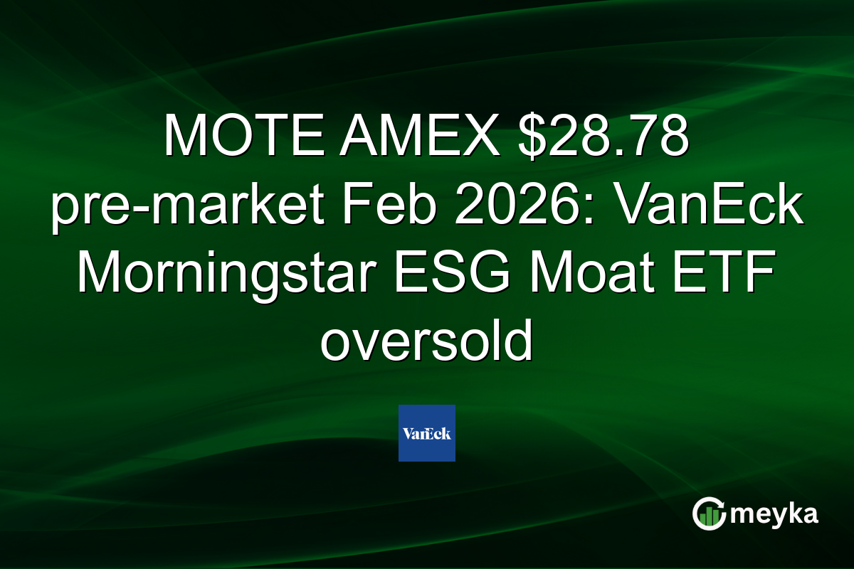 MOTE AMEX $28.78 pre-market Feb 2026: VanEck Morningstar ESG Moat ETF oversold