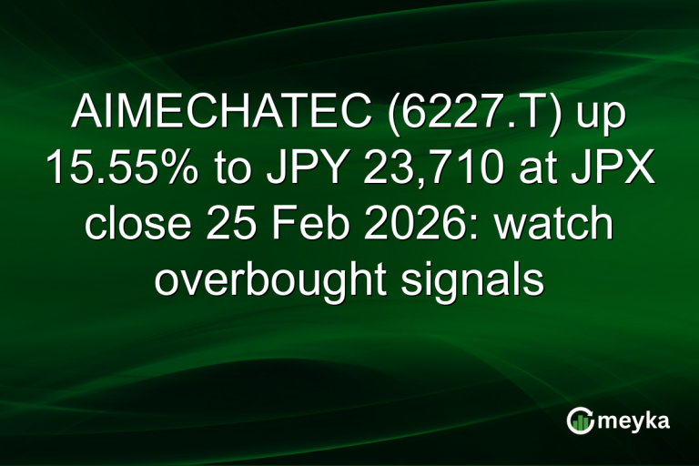 AIMECHATEC (6227.T) up 15.55% to JPY 23,710 at JPX close 25 Feb 2026: watch overbought signals