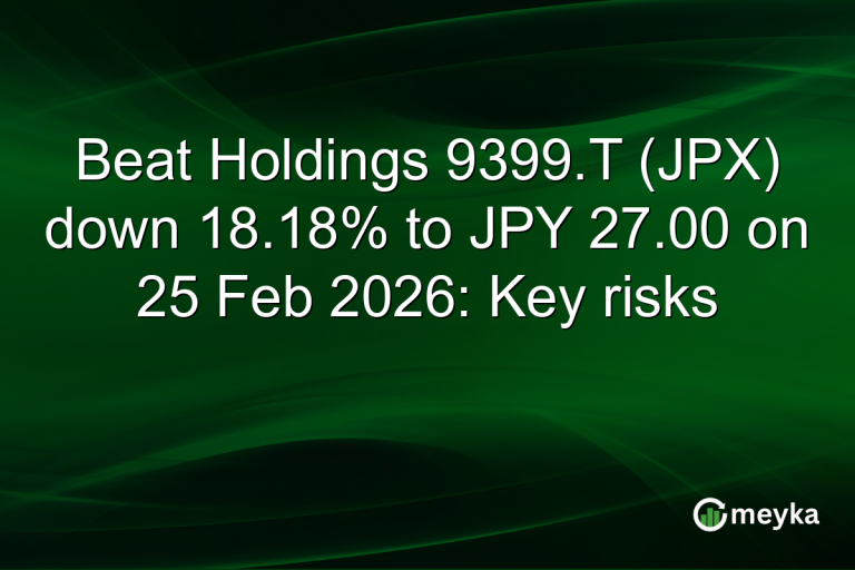 Beat Holdings 9399.T (JPX) down 18.18% to JPY 27.00 on 25 Feb 2026: Key risks