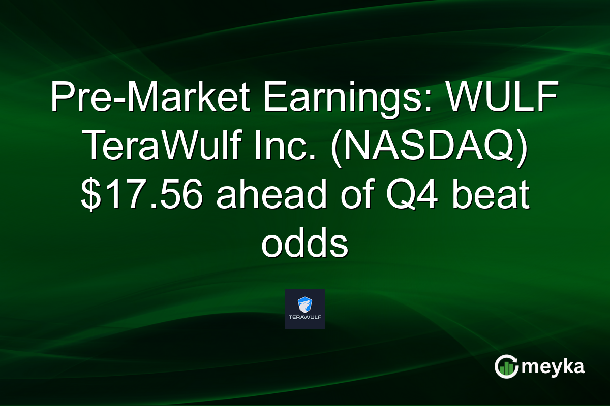 Pre-Market Earnings: WULF TeraWulf Inc. (NASDAQ) $17.56 ahead of Q4 beat odds