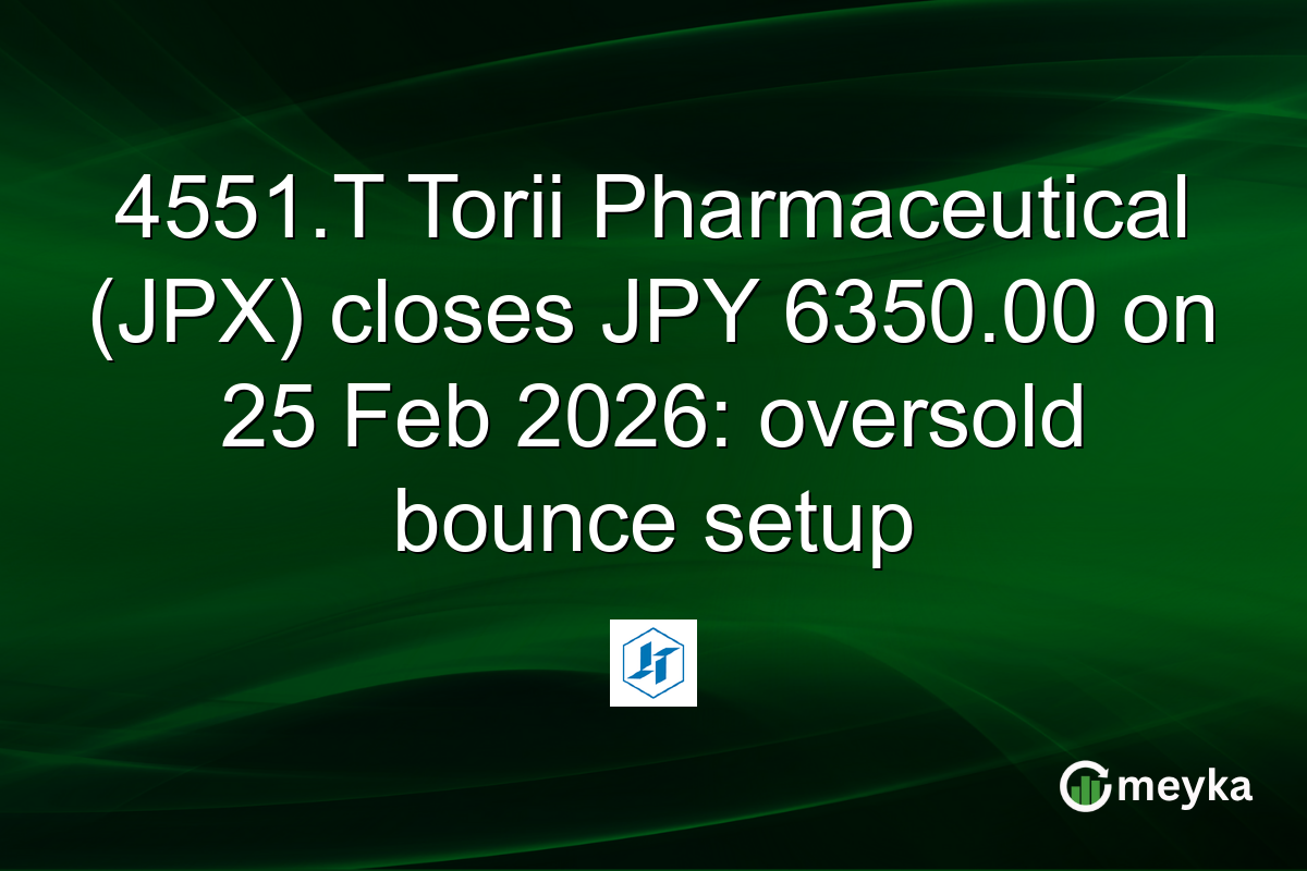 4551.T Torii Pharmaceutical (JPX) closes JPY 6350.00 on 25 Feb 2026: oversold bounce setup