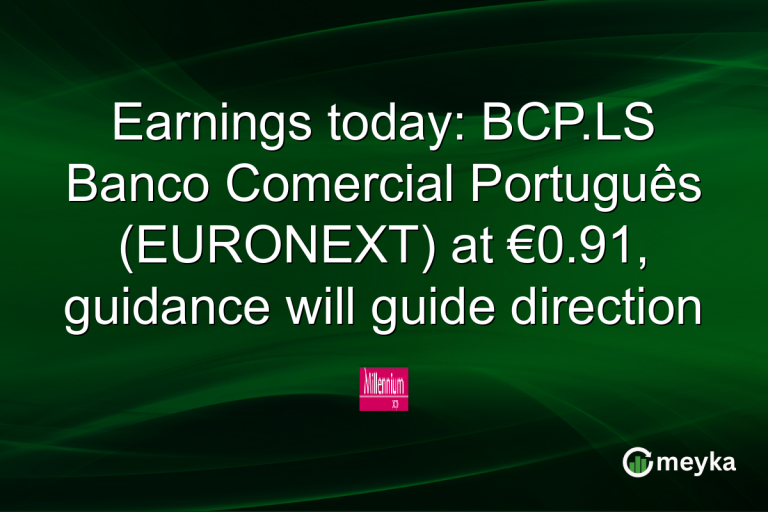 Earnings today: BCP.LS Banco Comercial Português (EURONEXT) at €0.91, guidance will guide direction