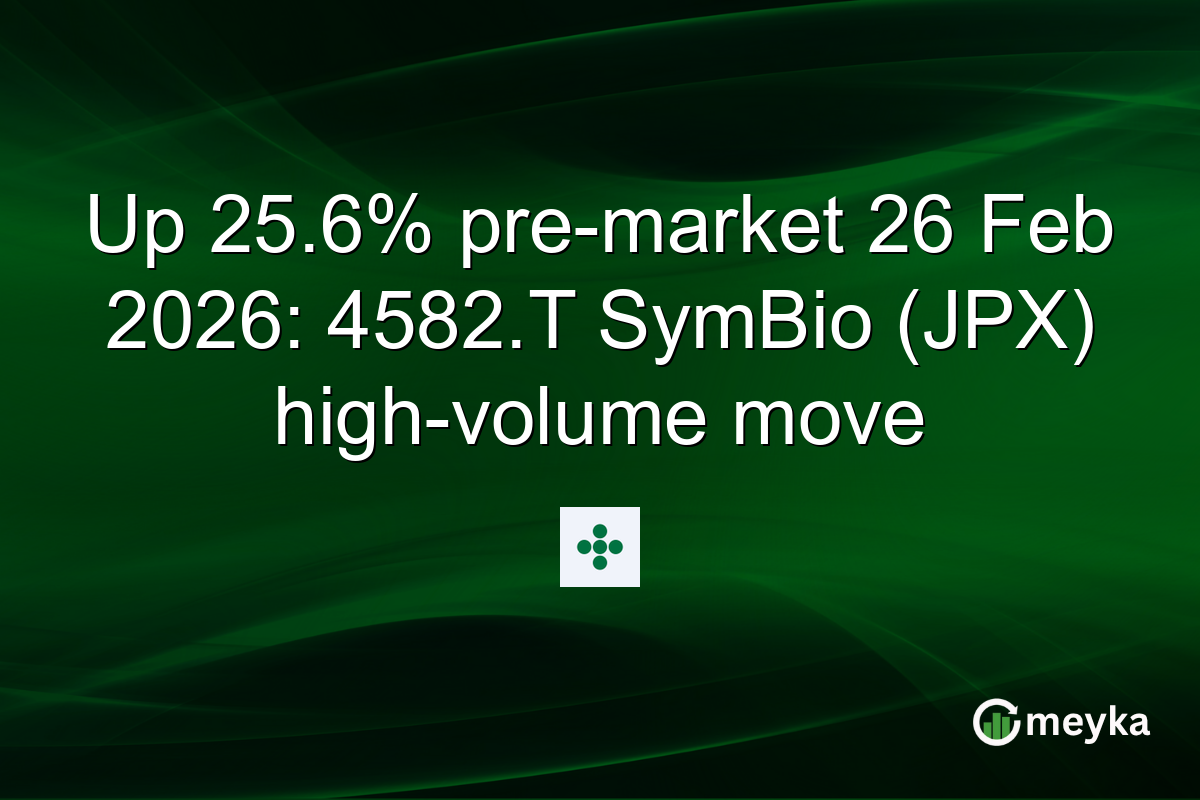 Up 25.6% pre-market 26 Feb 2026: 4582.T SymBio (JPX) high-volume move