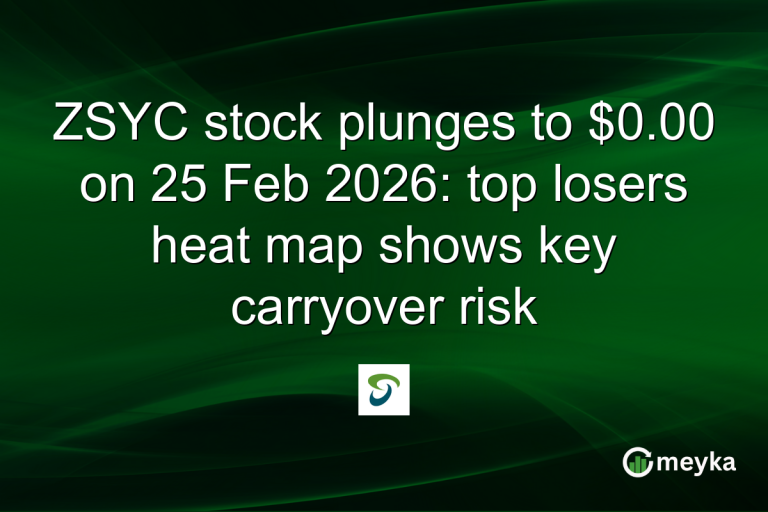 ZSYC stock plunges to $0.00 on 25 Feb 2026: top losers heat map shows key carryover risk