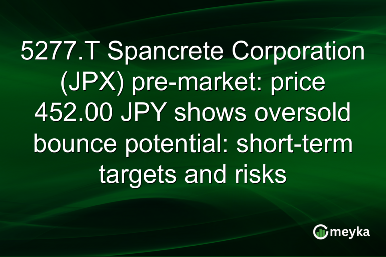 5277.T Spancrete Corporation (JPX) pre-market: price 452.00 JPY shows oversold bounce potential: short-term targets and risks