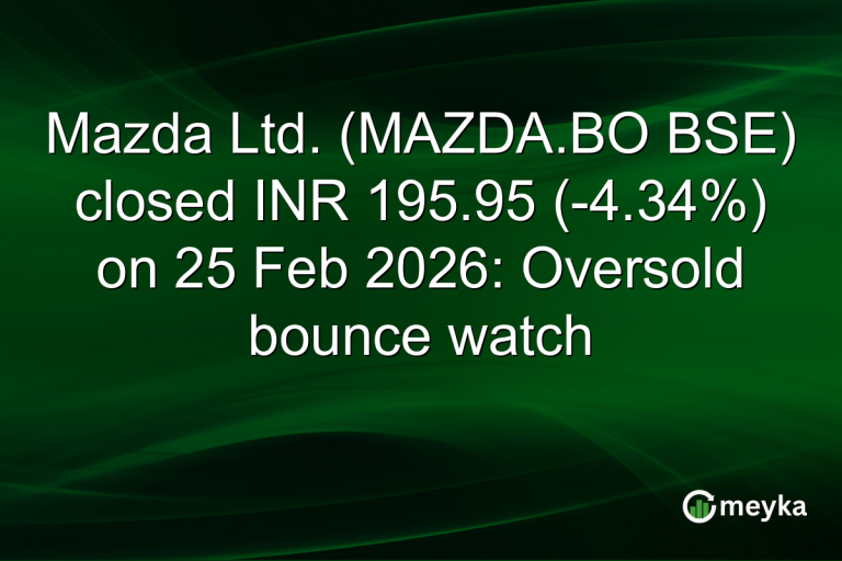 Mazda Ltd. (MAZDA.BO BSE) closed INR 195.95 (-4.34%) on 25 Feb 2026: Oversold bounce watch