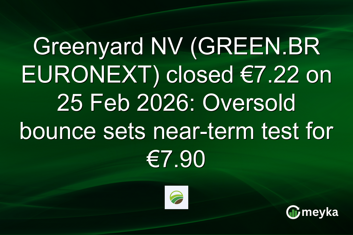 Greenyard NV (GREEN.BR EURONEXT) closed €7.22 on 25 Feb 2026: Oversold bounce sets near-term test for €7.90