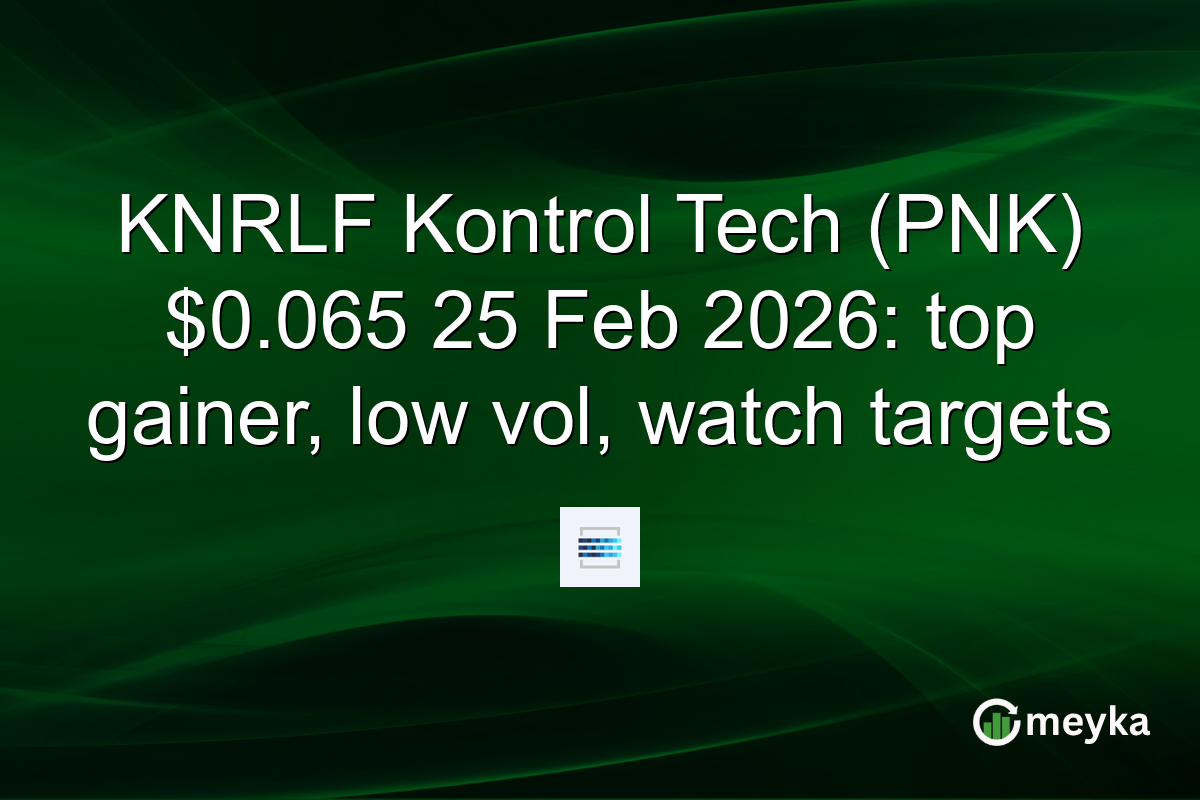 KNRLF Kontrol Tech (PNK) $0.065 25 Feb 2026: top gainer, low vol, watch targets