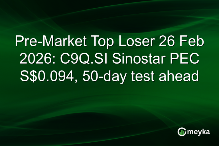 Pre-Market Top Loser 26 Feb 2026: C9Q.SI Sinostar PEC S$0.094, 50-day test ahead