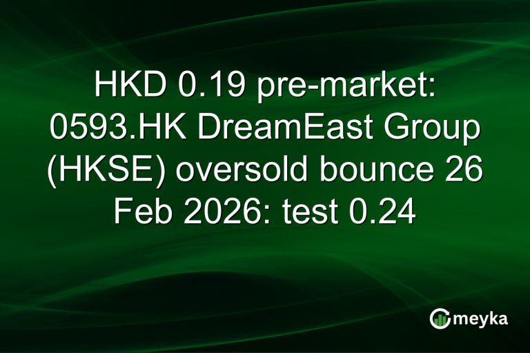 HKD 0.19 pre-market: 0593.HK DreamEast Group (HKSE) oversold bounce 26 Feb 2026: test 0.24