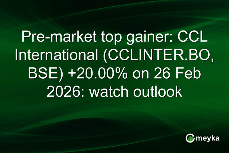Pre-market top gainer: CCL International (CCLINTER.BO, BSE) +20.00% on 26 Feb 2026: watch outlook