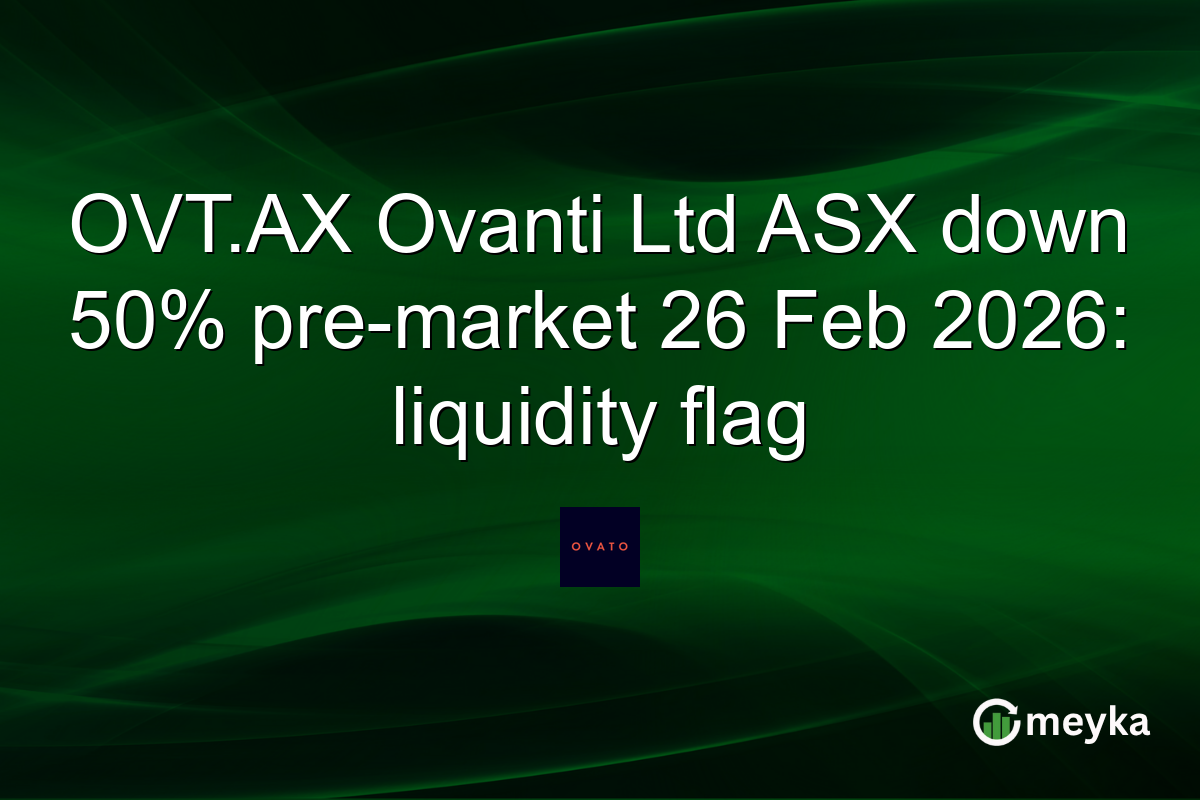 OVT.AX Ovanti Ltd ASX down 50% pre-market 26 Feb 2026: liquidity flag