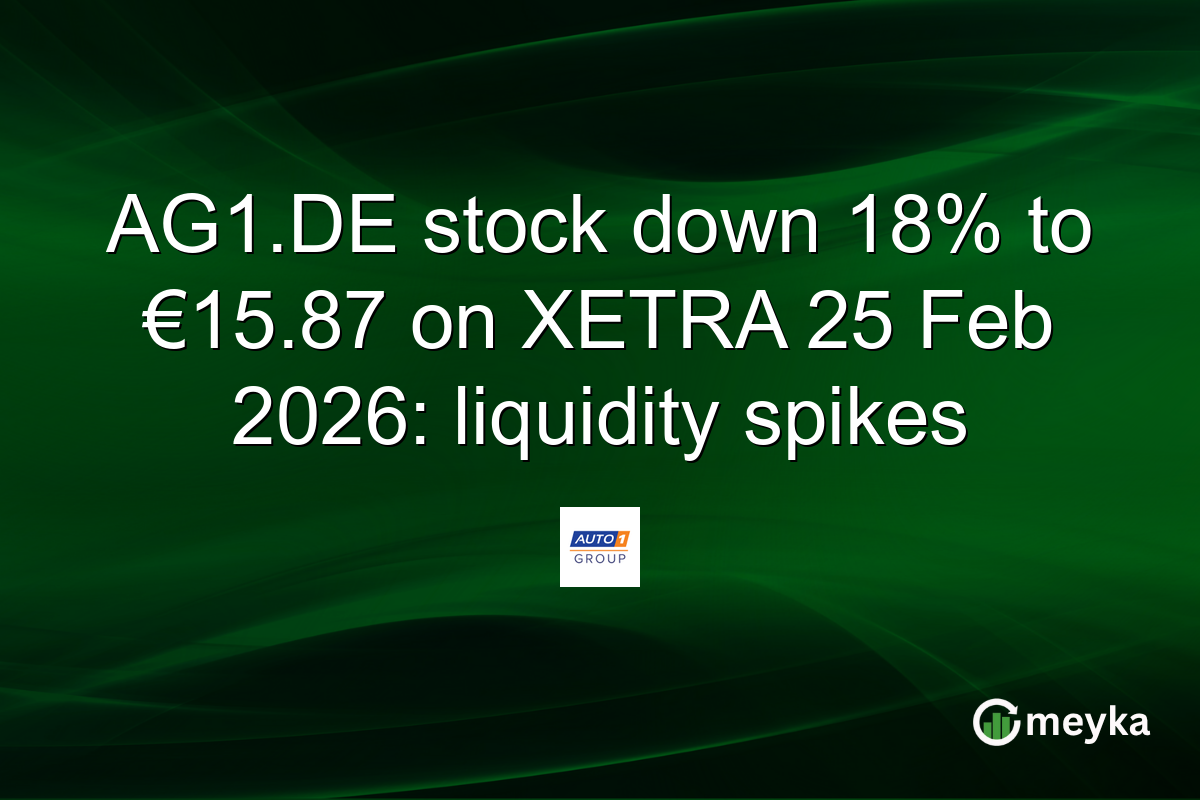 AG1.DE stock down 18% to €15.87 on XETRA 25 Feb 2026: liquidity spikes