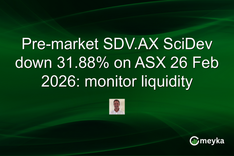 Pre-market SDV.AX SciDev down 31.88% on ASX 26 Feb 2026: monitor liquidity