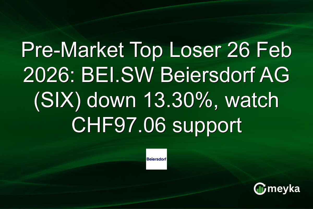 Pre-Market Top Loser 26 Feb 2026: BEI.SW Beiersdorf AG (SIX) down 13.30%, watch CHF97.06 support