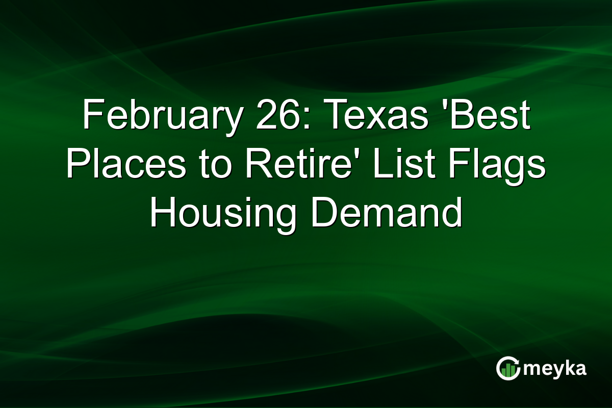 February 26: Texas ‘Best Places to Retire’ List Flags Housing Demand