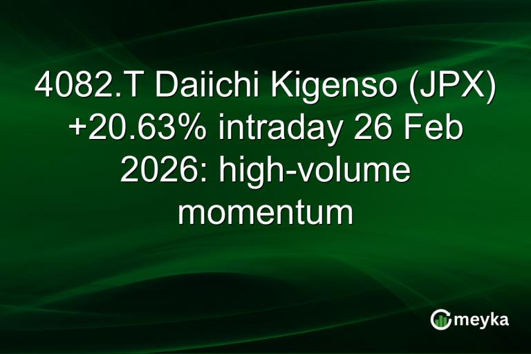 4082.T Daiichi Kigenso (JPX) +20.63% intraday 26 Feb 2026: high-volume momentum