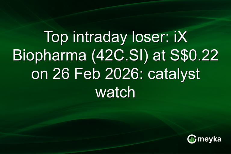 Top intraday loser: iX Biopharma (42C.SI) at S$0.22 on 26 Feb 2026: catalyst watch