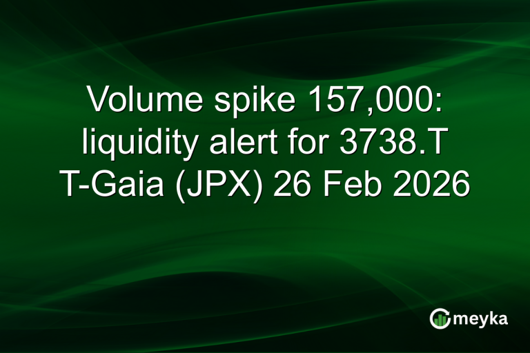 Volume spike 157,000: liquidity alert for 3738.T T-Gaia (JPX) 26 Feb 2026