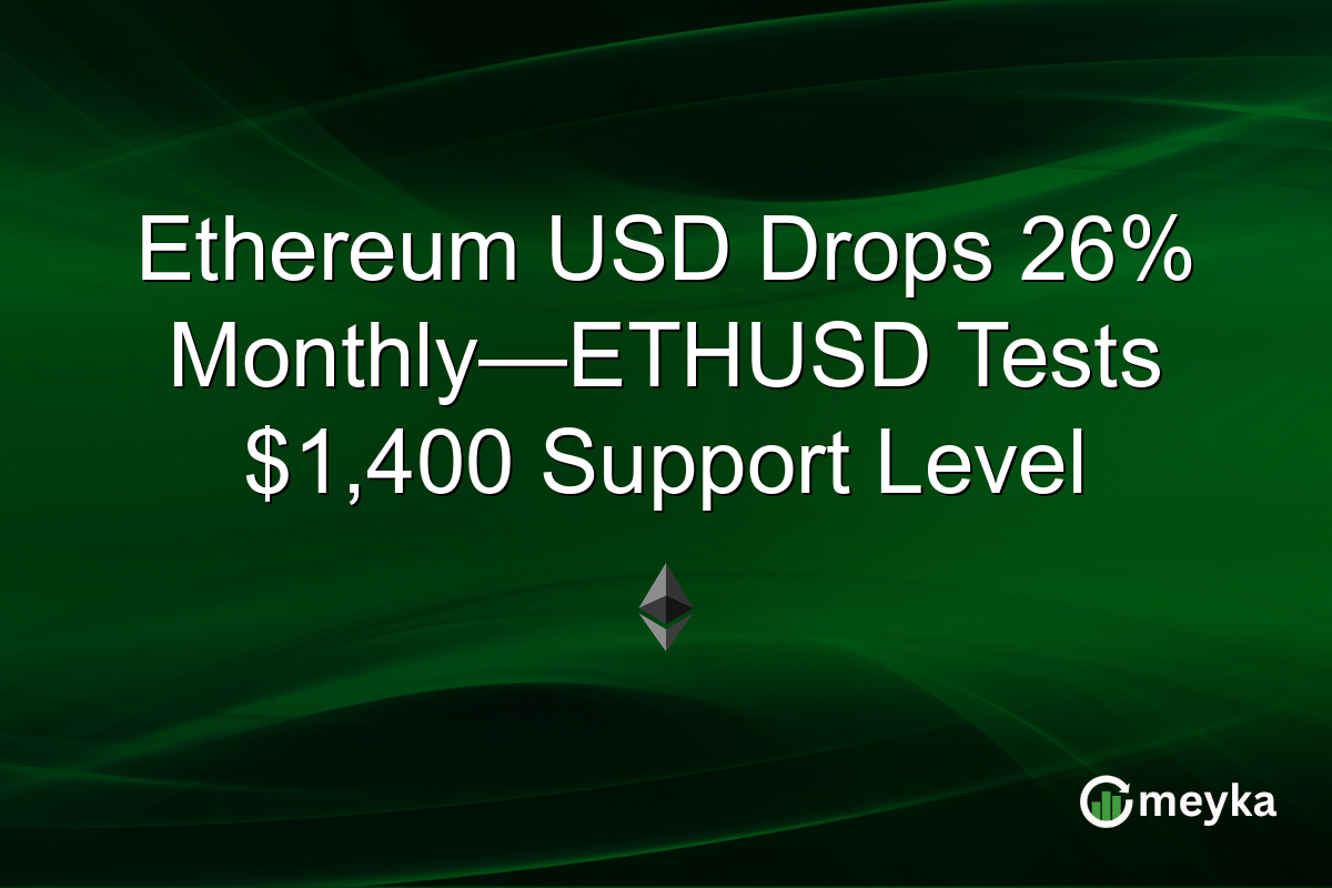 Ethereum USD Drops 26% Monthly—ETHUSD Tests $1,400 Support Level