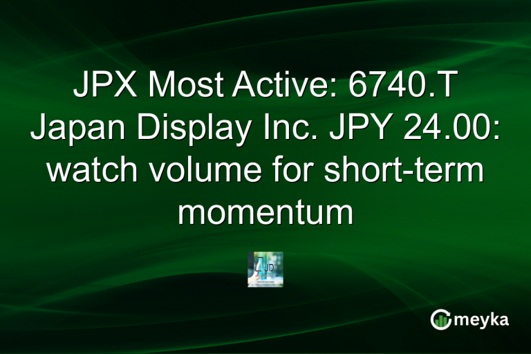 JPX Most Active: 6740.T Japan Display Inc. JPY 24.00: watch volume for short-term momentum