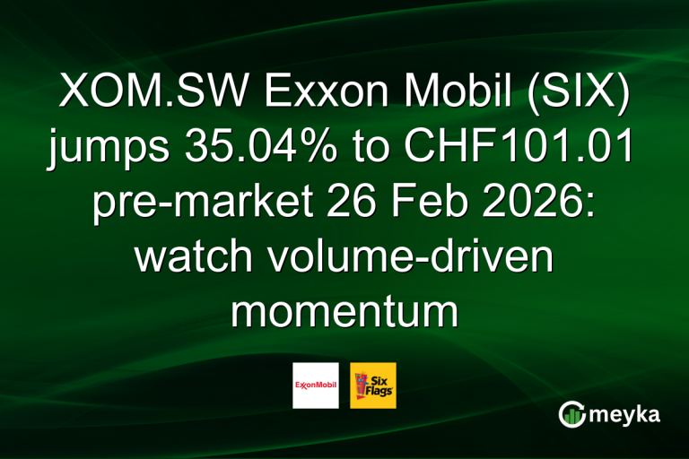 XOM.SW Exxon Mobil (SIX) jumps 35.04% to CHF101.01 pre-market 26 Feb 2026: watch volume-driven momentum