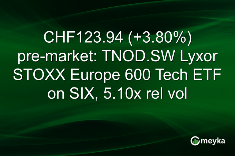 CHF123.94 (+3.80%) pre-market: TNOD.SW Lyxor STOXX Europe 600 Tech ETF on SIX, 5.10x rel vol