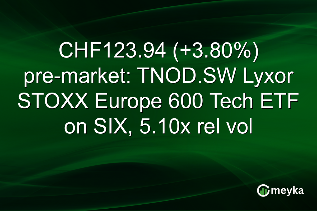 CHF123.94 (+3.80%) pre-market: TNOD.SW Lyxor STOXX Europe 600 Tech ETF on SIX, 5.10x rel vol